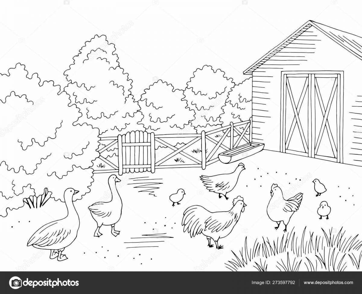 Рисунок деревенский двор