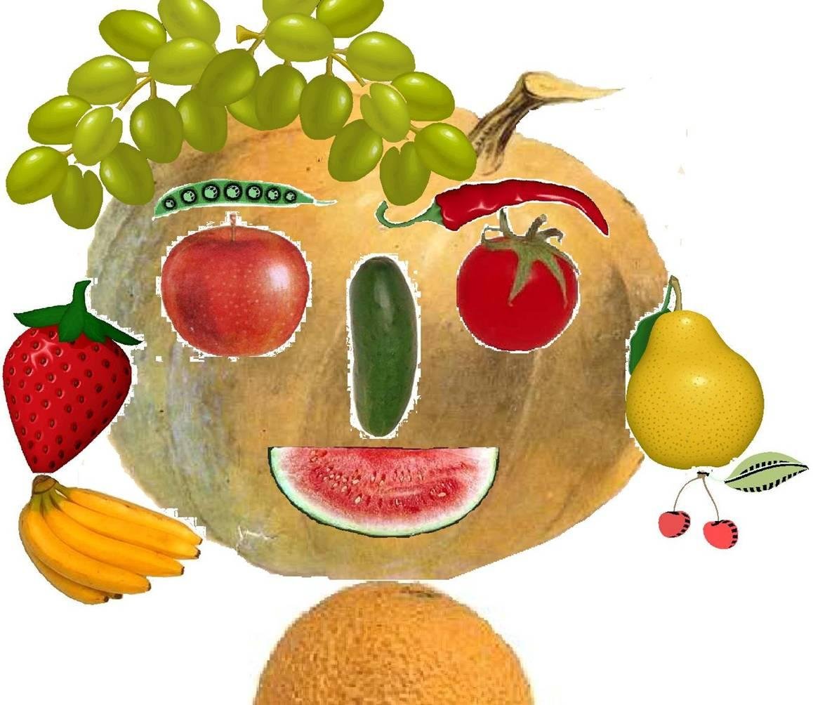 Рисунок из фруктов и овощей лицо