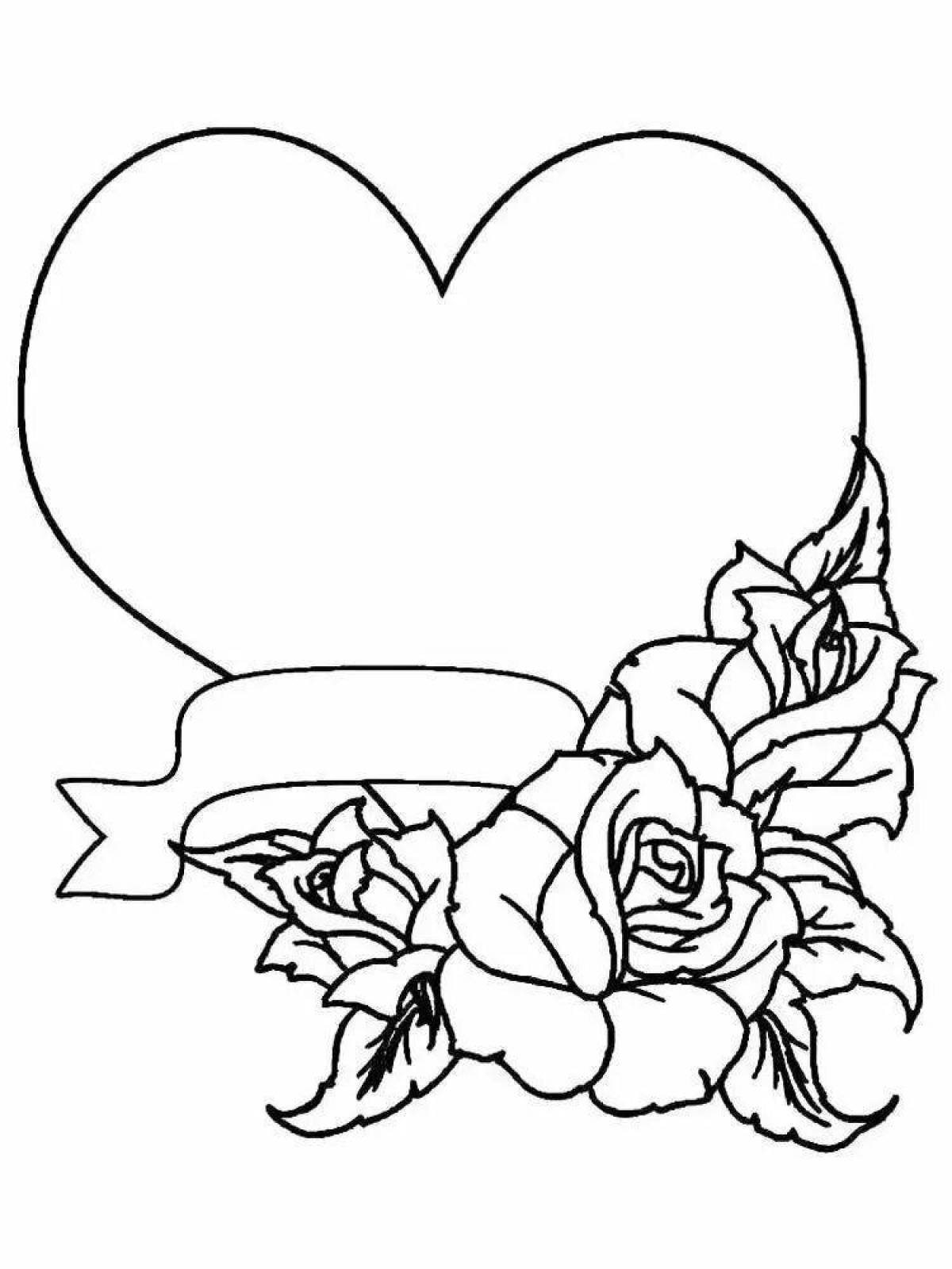 Красивые рисунки для открытки. Раскраски сердечки и цветы. Роза раскраска. Сердечко с цветами раскраска. Раскраска сердечко с цветочками.