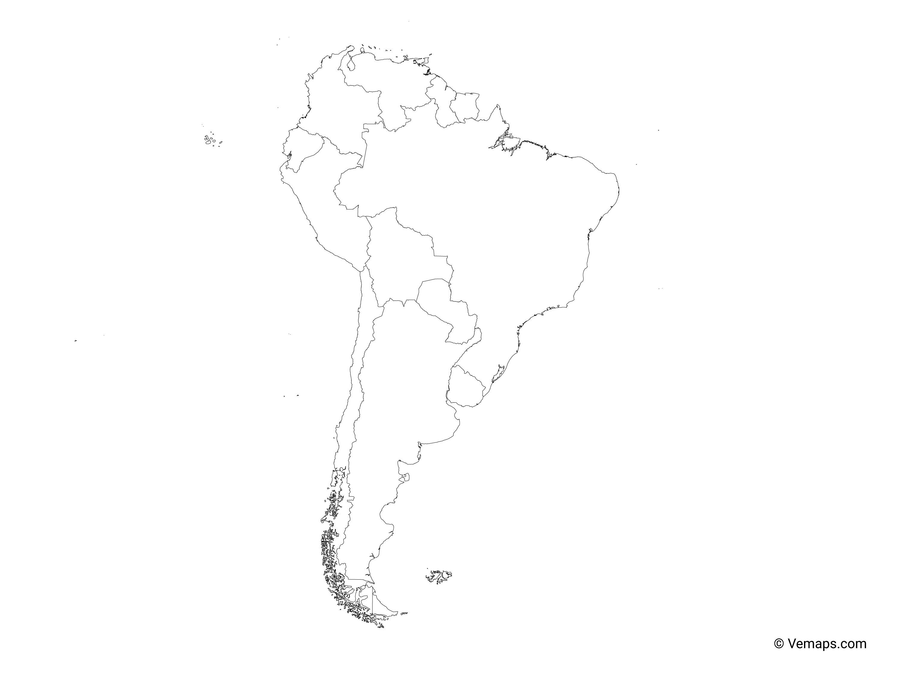 Водопады южной америки контурная карта. Контурная карта Южной Америки. Политическая контурная карта Южной Америки 7 класс. Контурная Катра Южной Америки. Карта Южной Америки контурная карта.