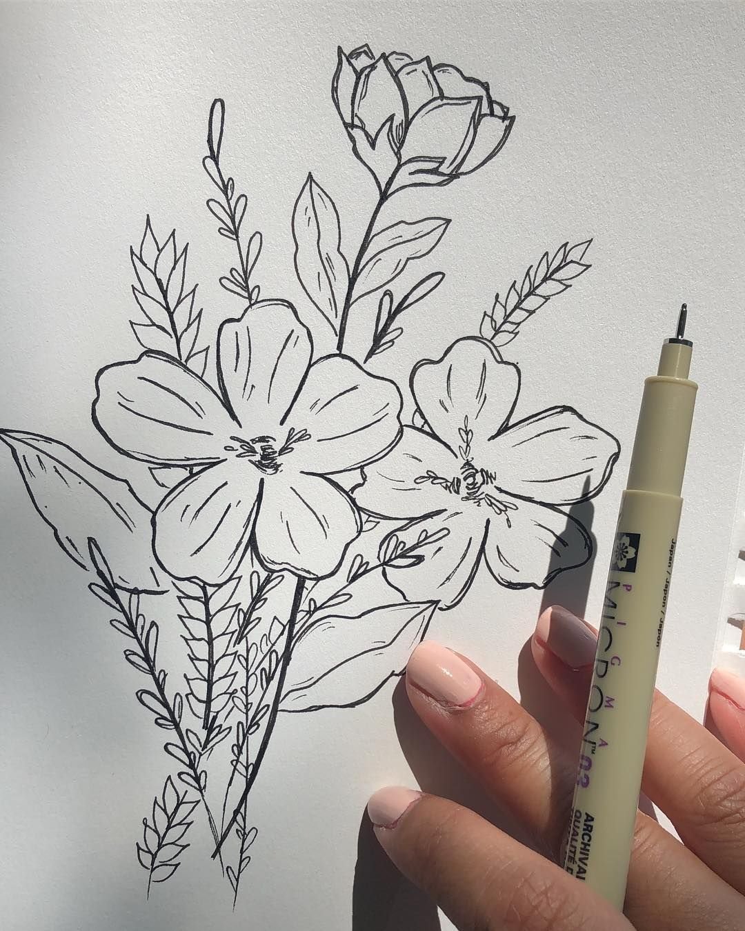 Цветы для срисовки в скетчбук легкие - 52 фото