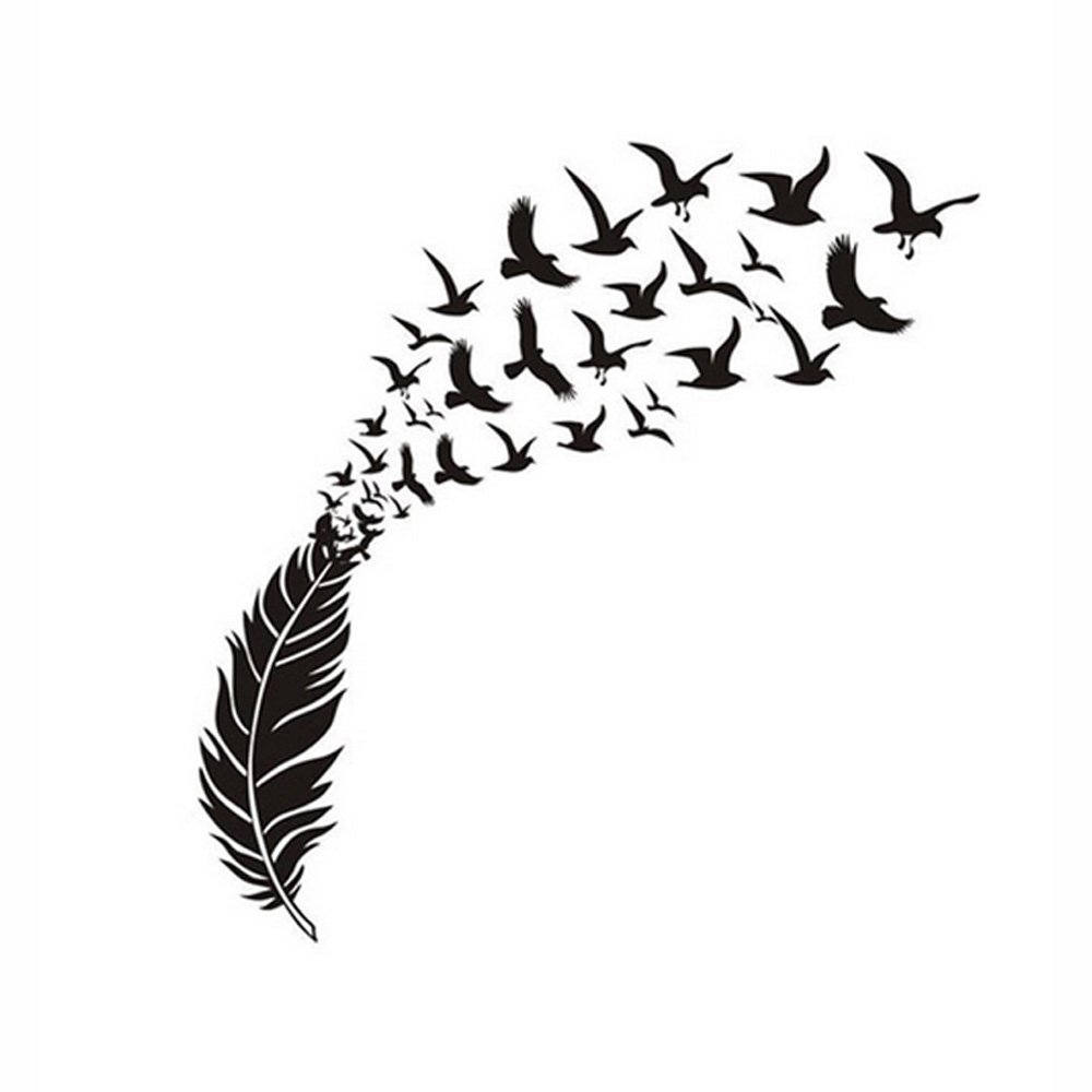 Эскиз перо с птичками