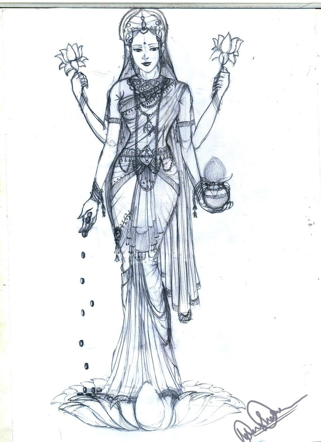 Богиня лада рисунок карандашом
