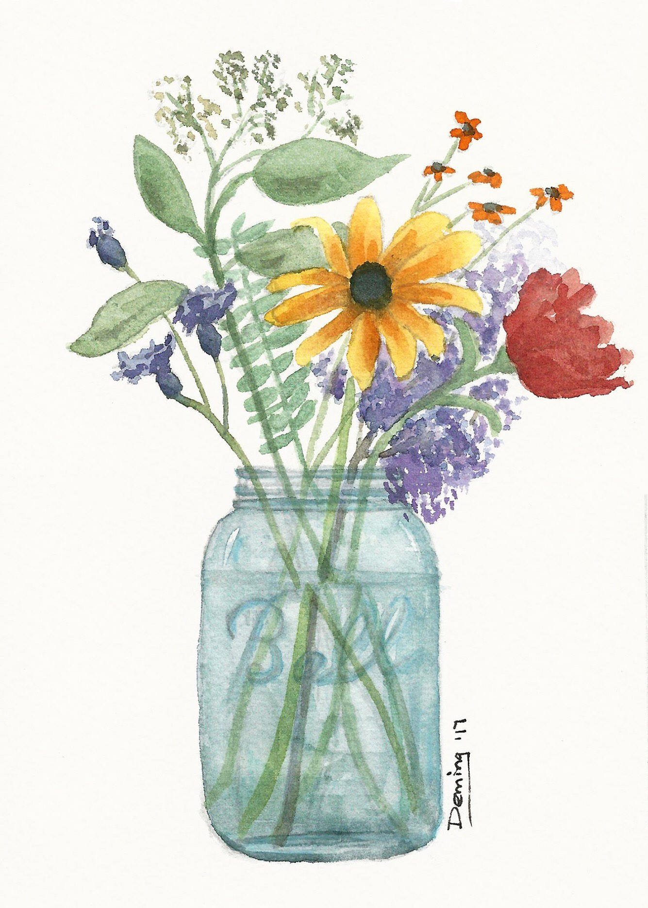 Цветы в банке рисунок - 48 фото