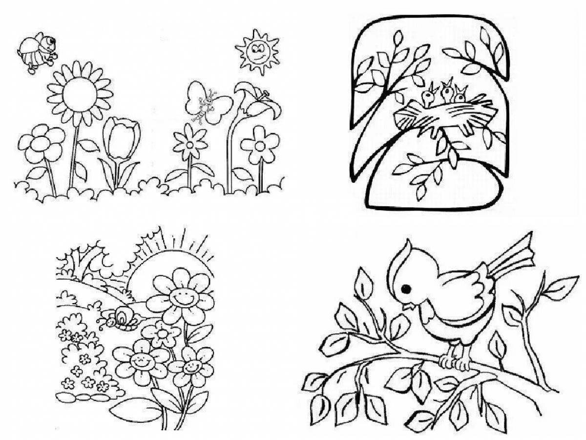 Распечатать раскраски про весну. Весенние раскраски для детей. Весенний рисунок раскраска. Рисунки на весеннюю тему карандашом.