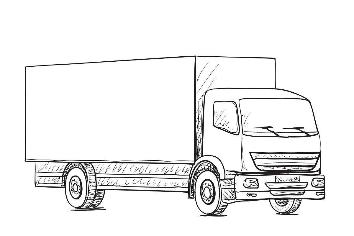 Простой грузовика. Грузовик КАМАЗ сбоку эскиз. Раскраска грузовик Volvo fh12. КАМАЗ 5490 раскраска. Грузовик рисунок карандашом.