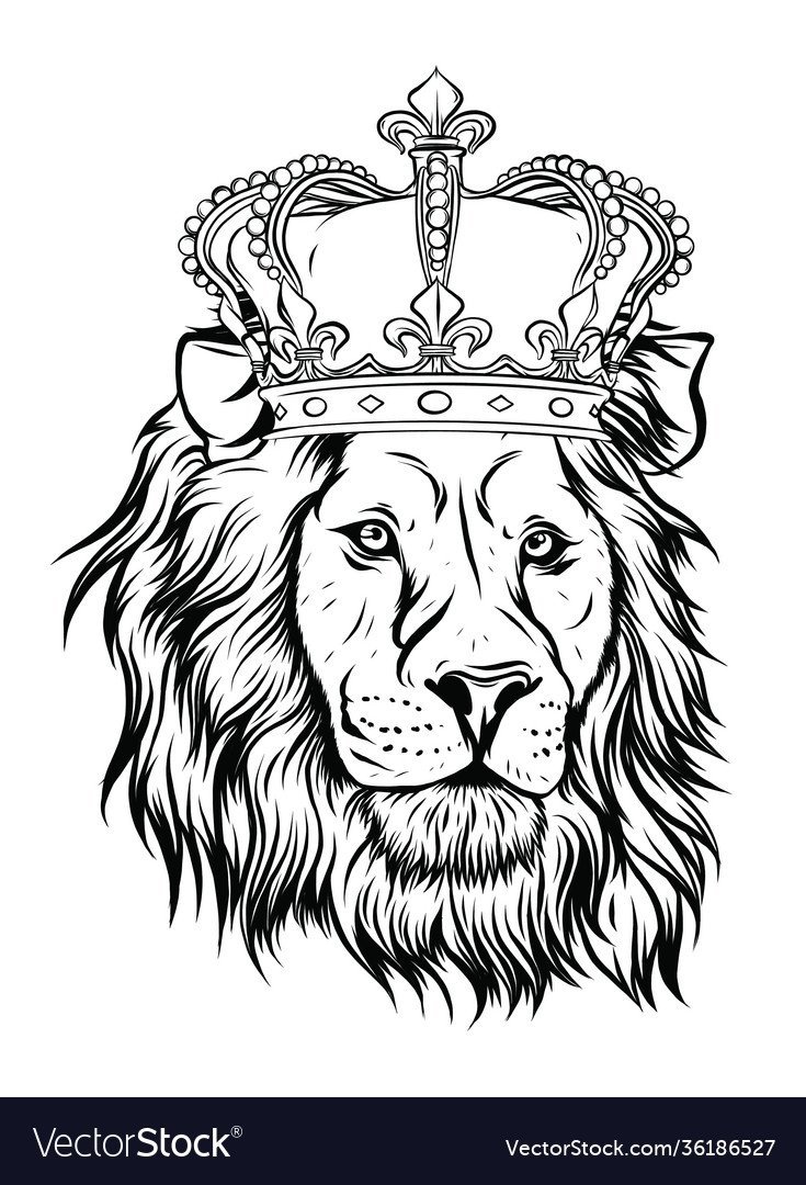 Эскиз лев с короной