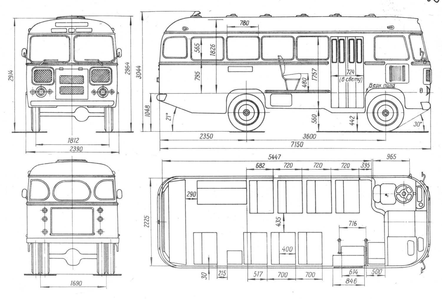 Размеры автобуса паз. Габариты салона ПАЗ-672. ПАЗ-3201 чертеж. Автобус ПАЗ 672 автодом. ПАЗ 672м чертеж.