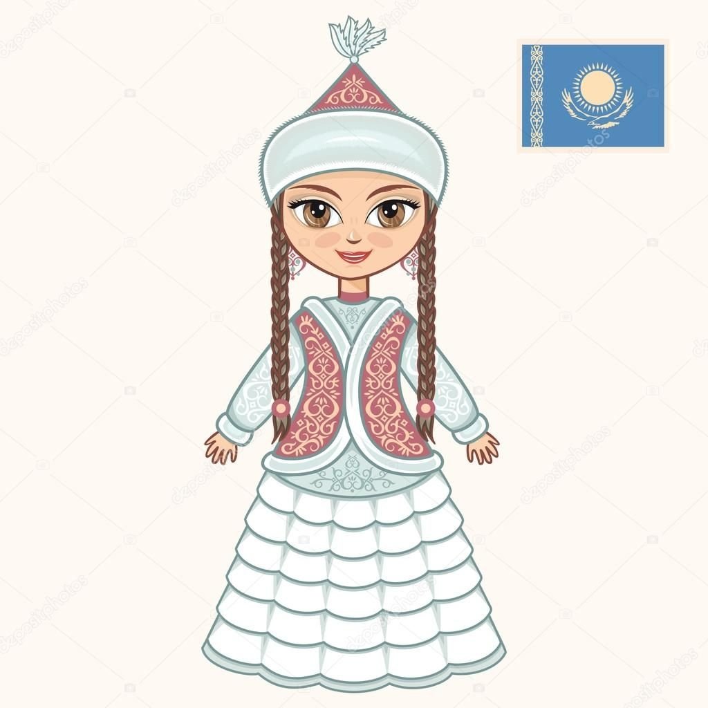 Казахский национальный костюм рисунок