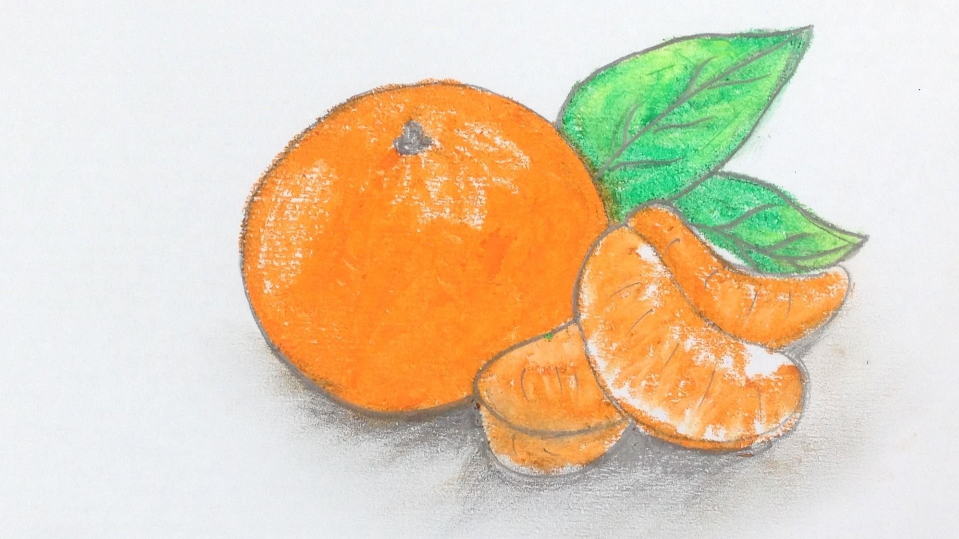 Мандарин легкие. Апельсин для рисования. Апельсин цветными карандашами. Апельсин рисунок. Мандарин для срисовки.