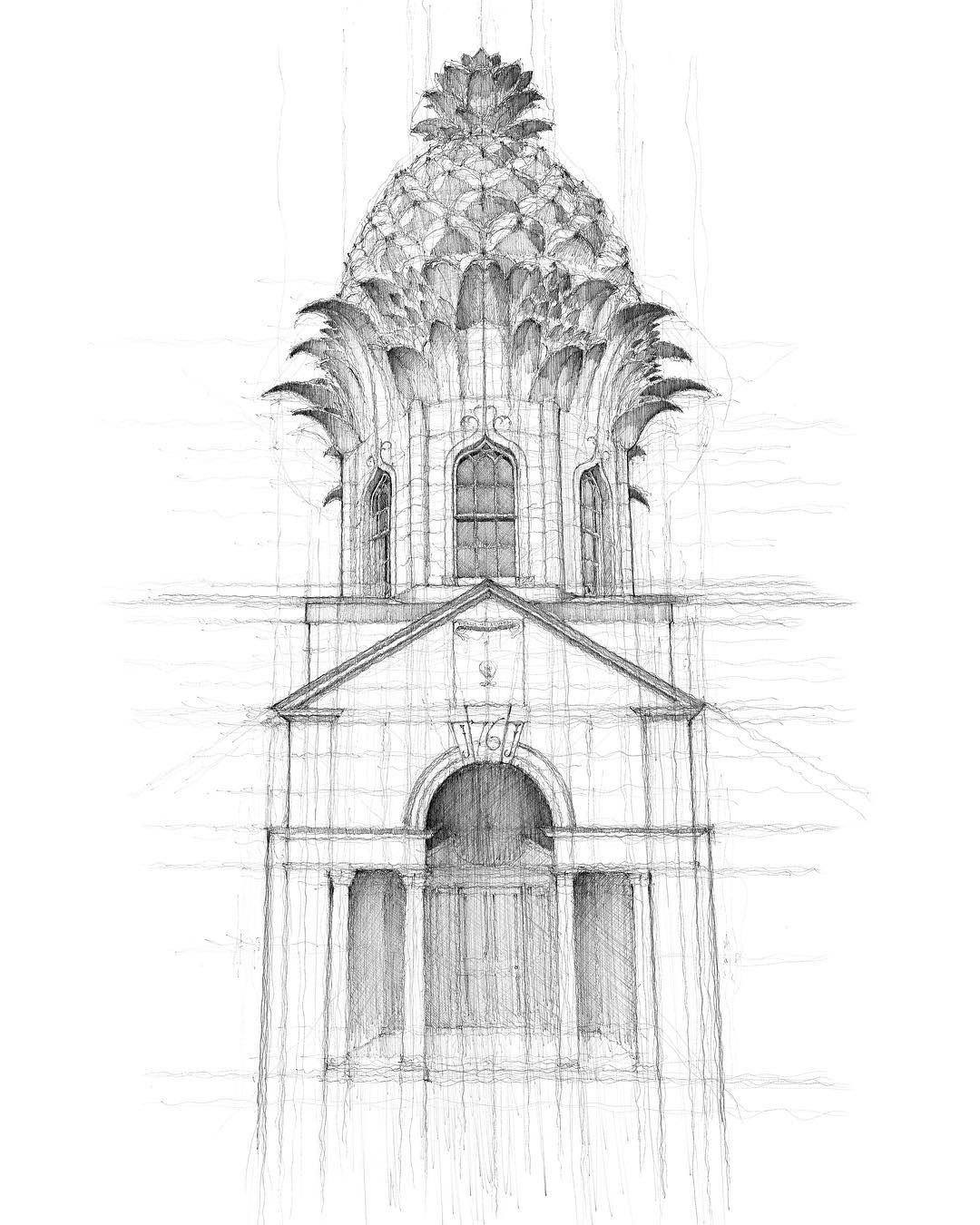 Эскиз рисунка церкви