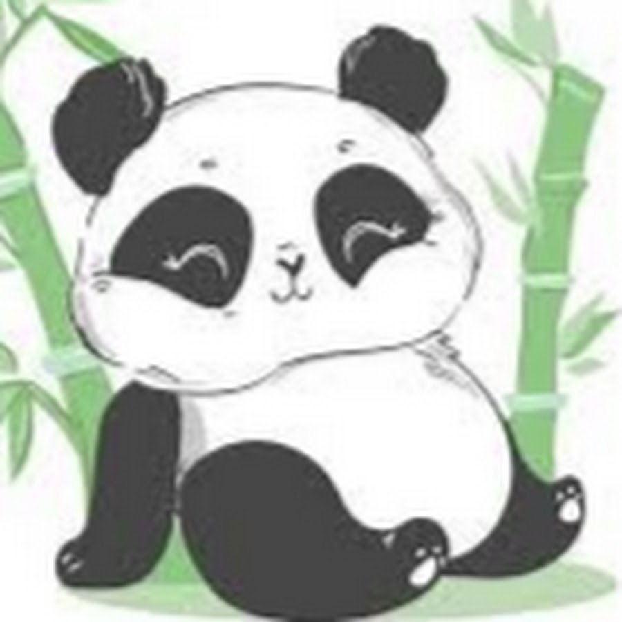 Нарисованная панда с бамбуком