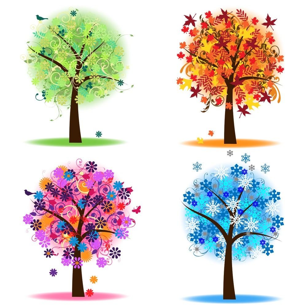 Рисунок дерево зимой и летом