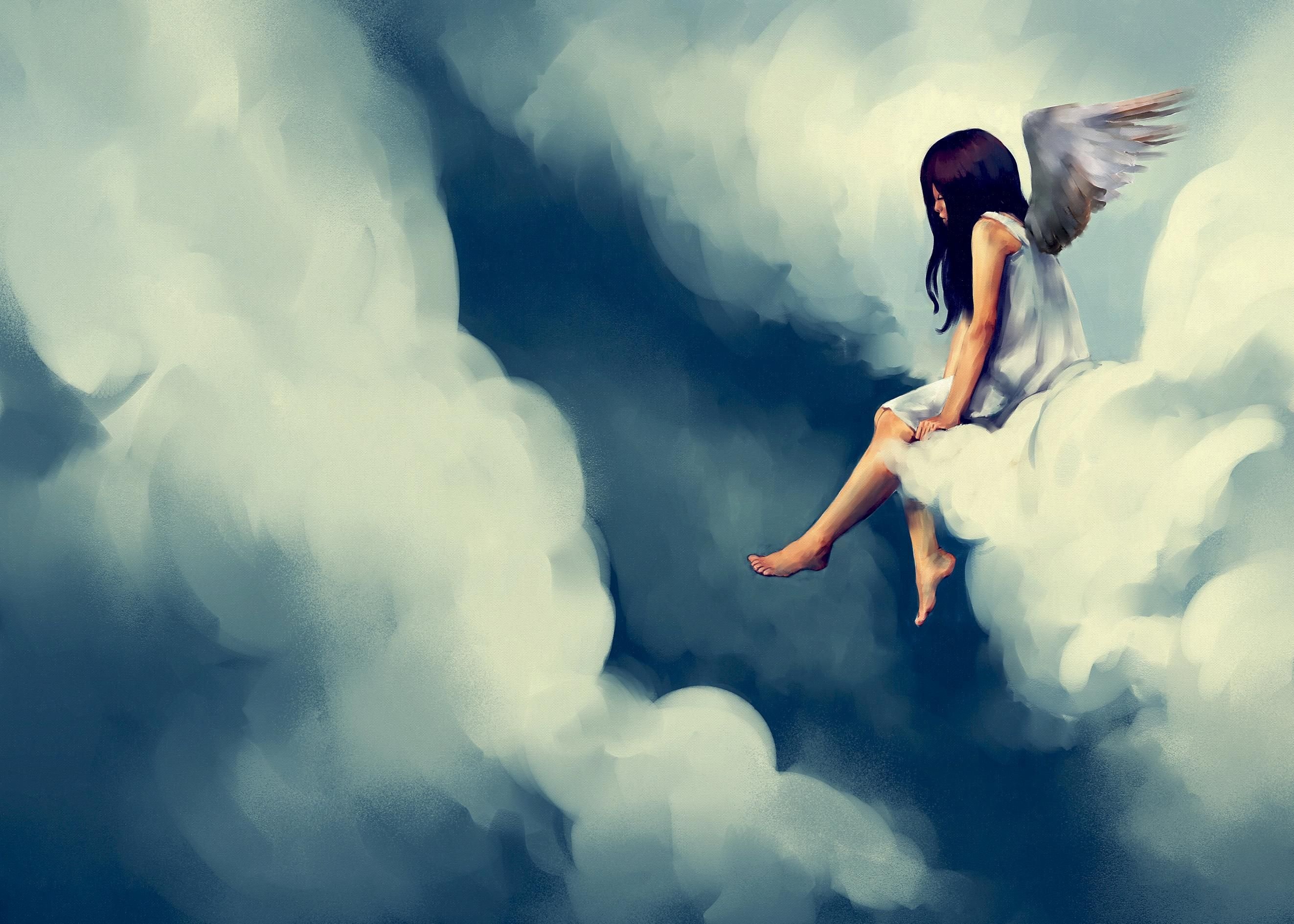 Все мое внимание было обращено на облака. Девушка в облаках. Ангел в небе. Девушка сидит на облаке. Девушка летает.