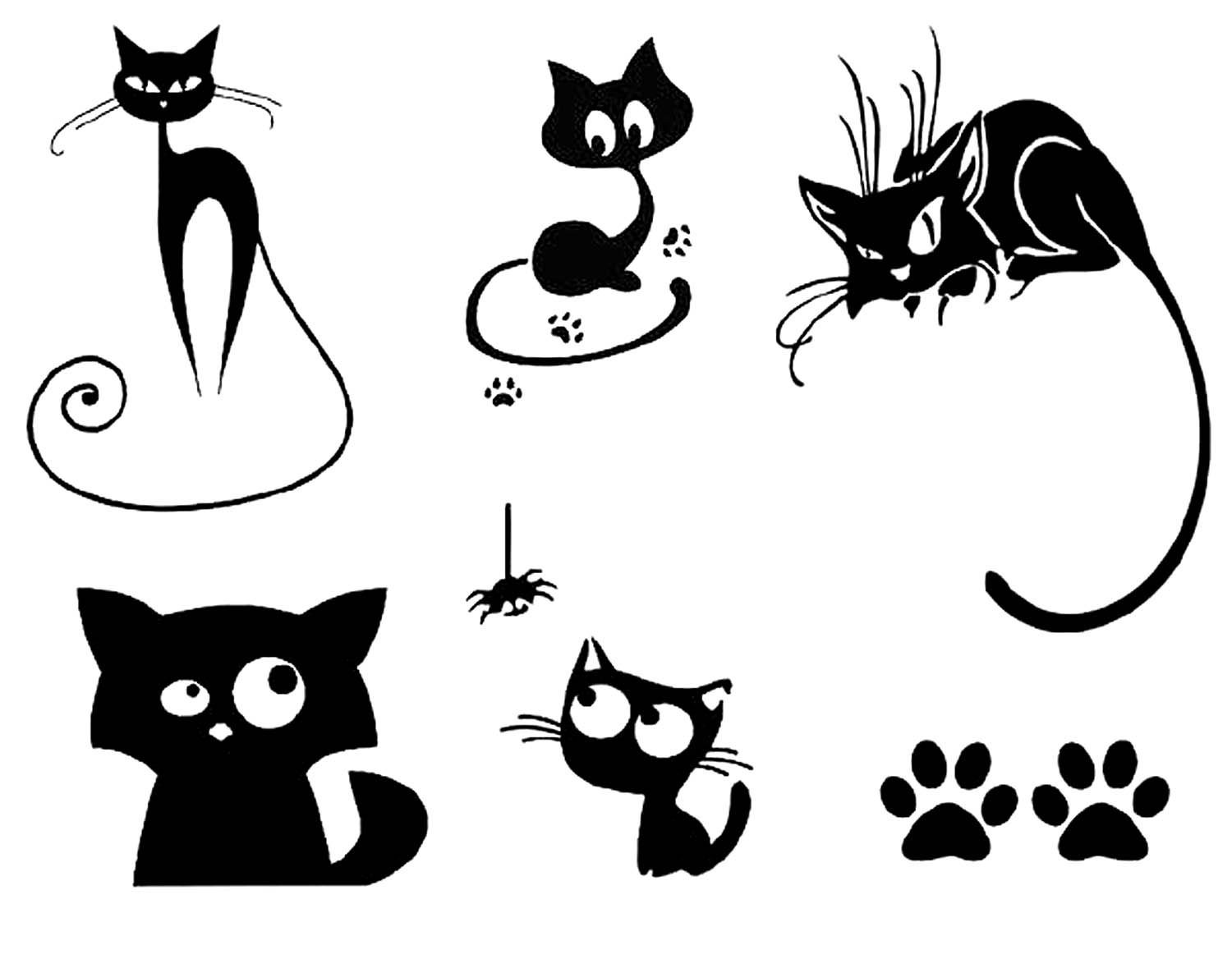 Черный кот распечатать. Трафарет кошки. Трафареты для декора стен. Маленькие рисунки. Трафареты кошек для декора.