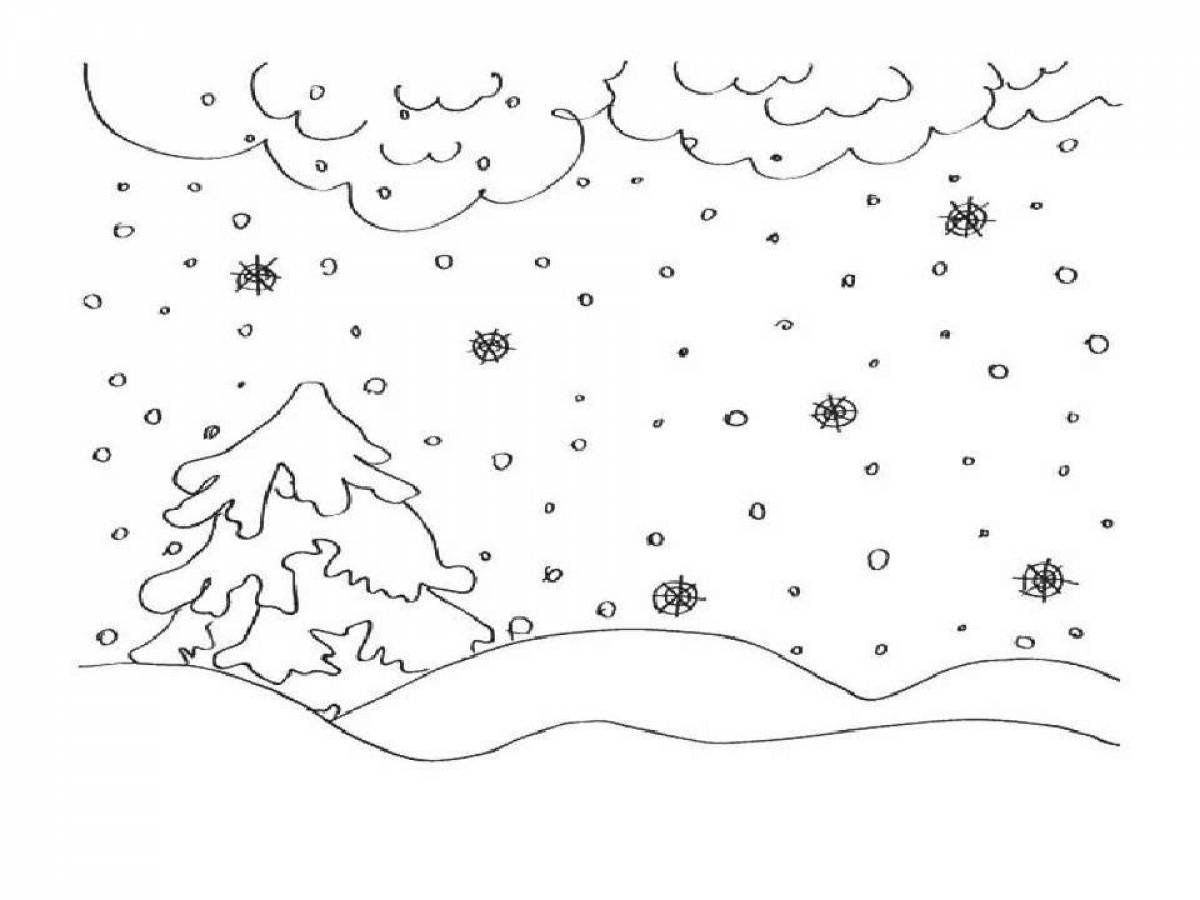 Рисунок 1 снега. Зимний пейзаж раскраска. Зимний пейзаж раскраска для детей. Зимние раскраски для детей. Зимний лес раскраска для детей.