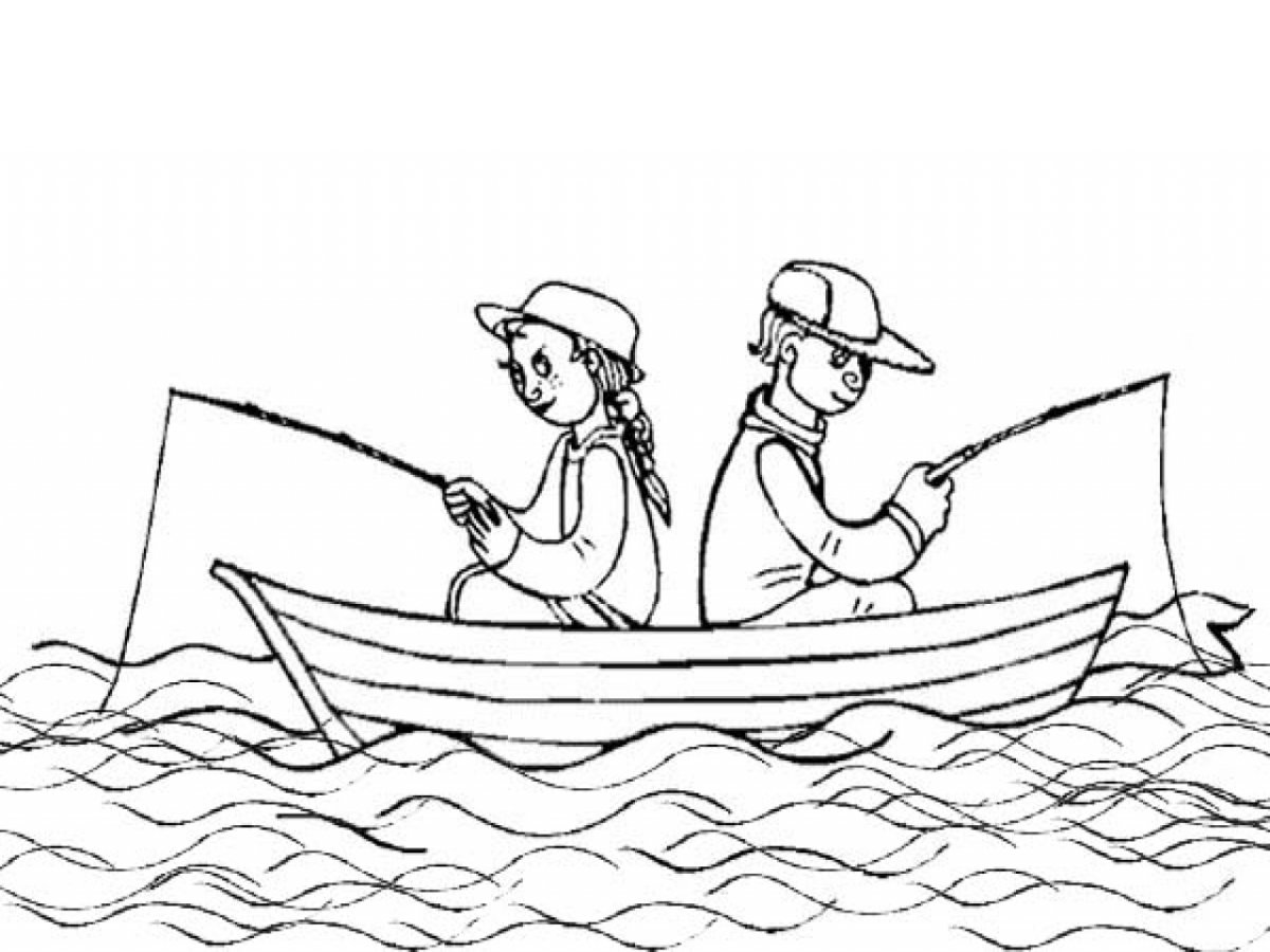 Рисунок человек в лодке
