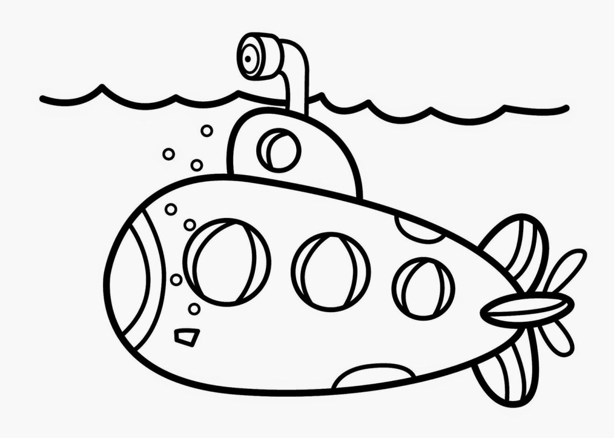 Рисунок подводной лодки в море