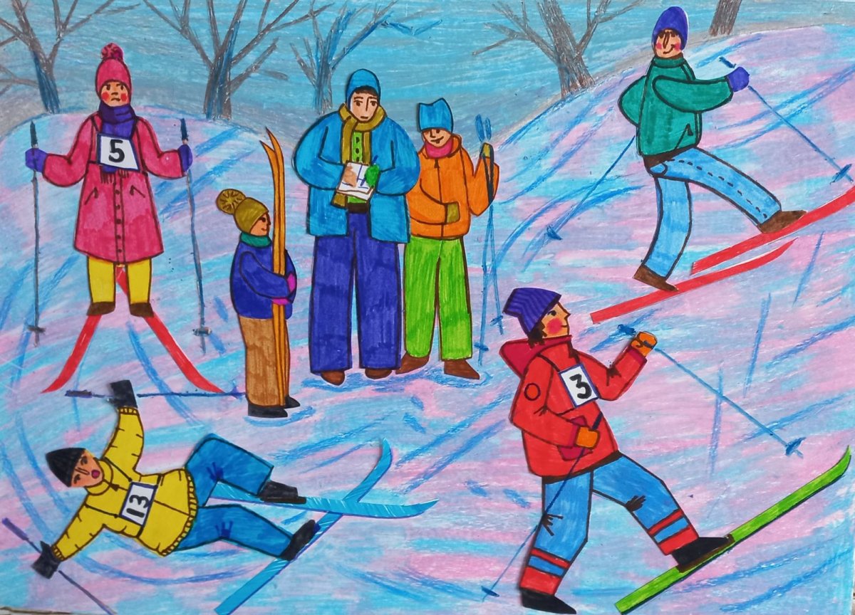 Зимний спорт рисунок