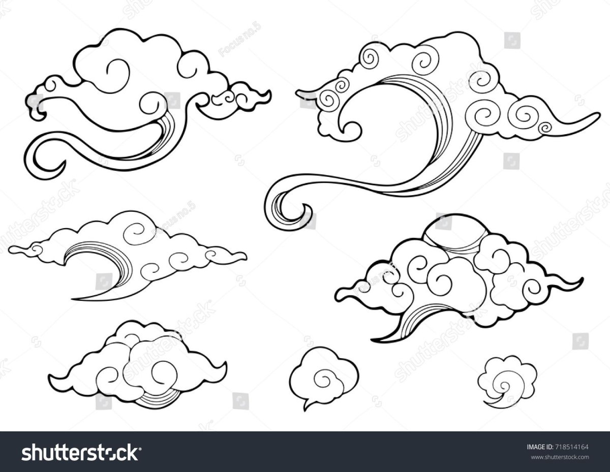 Облака в китайском стиле рисунок