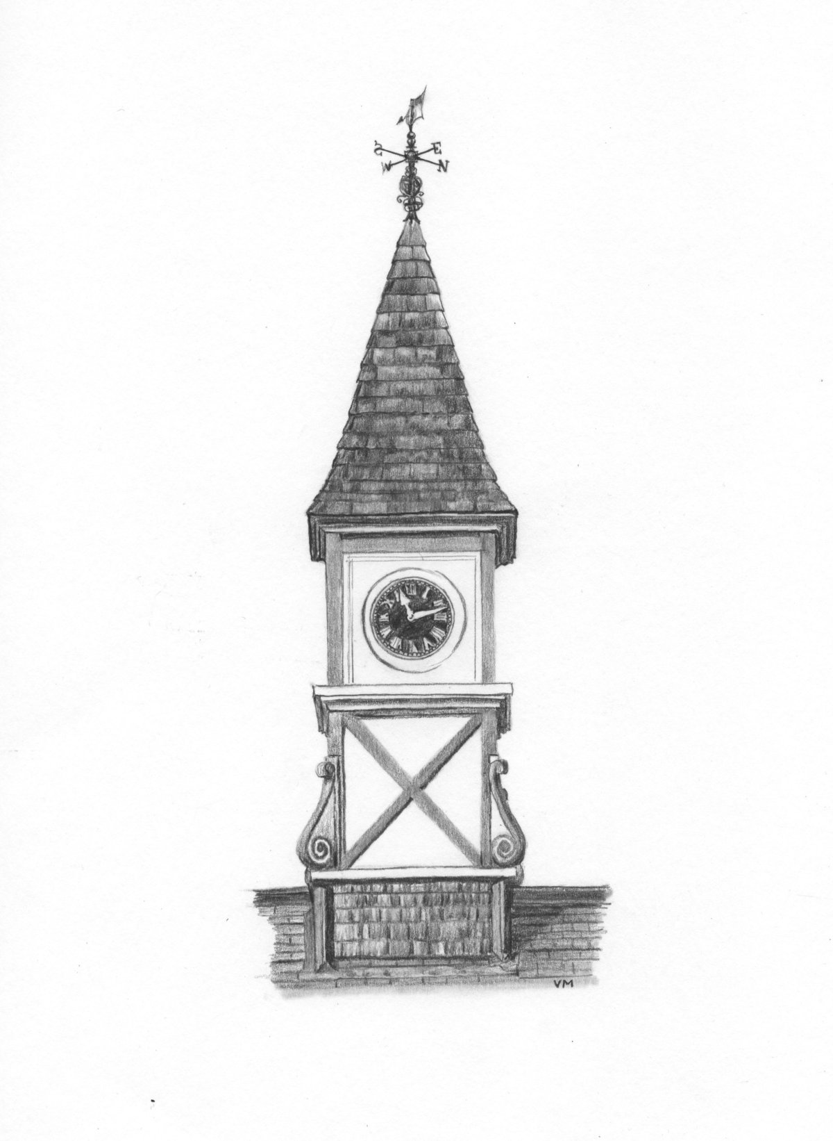 Часовая башня рисунок