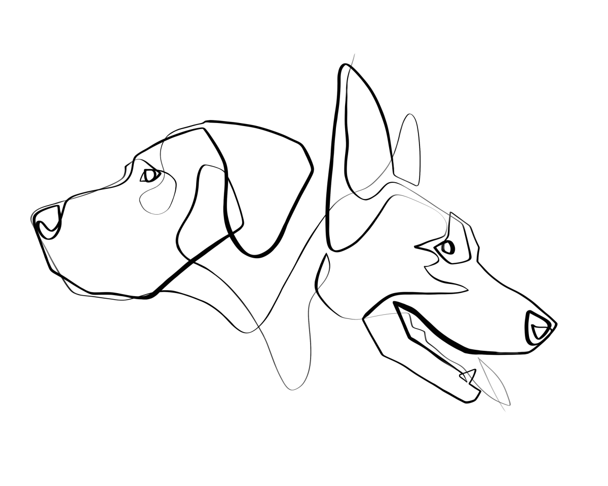 Рисунок собаки одной линией