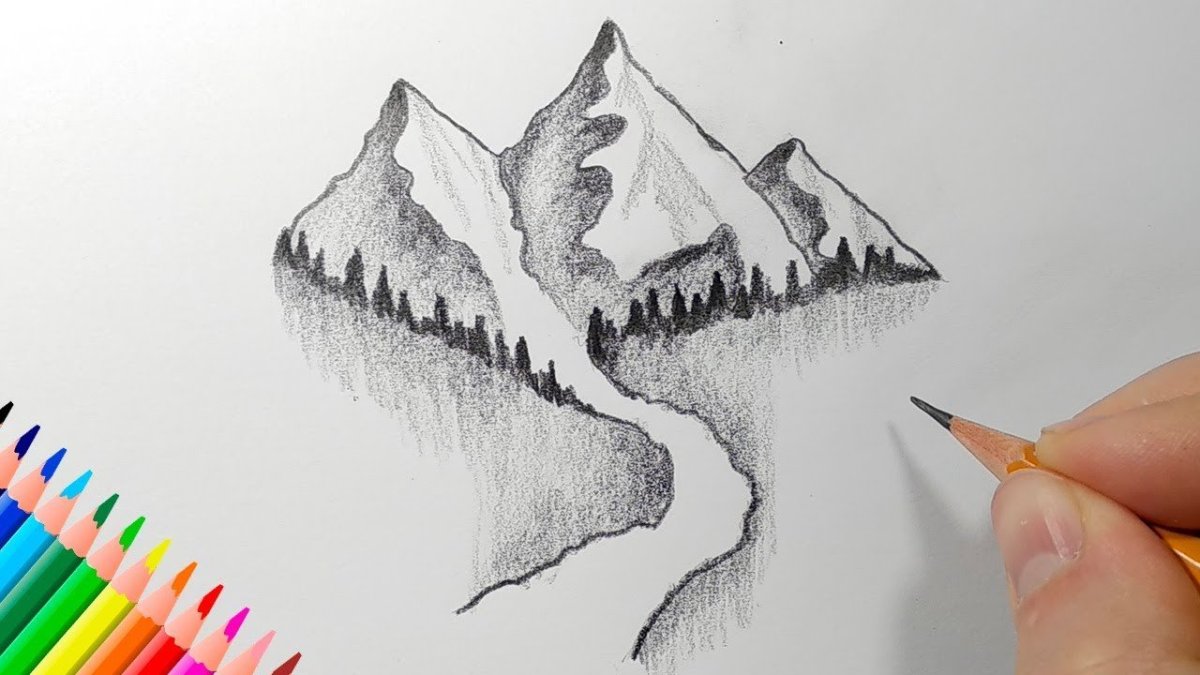 Горы нарисованные пастелью