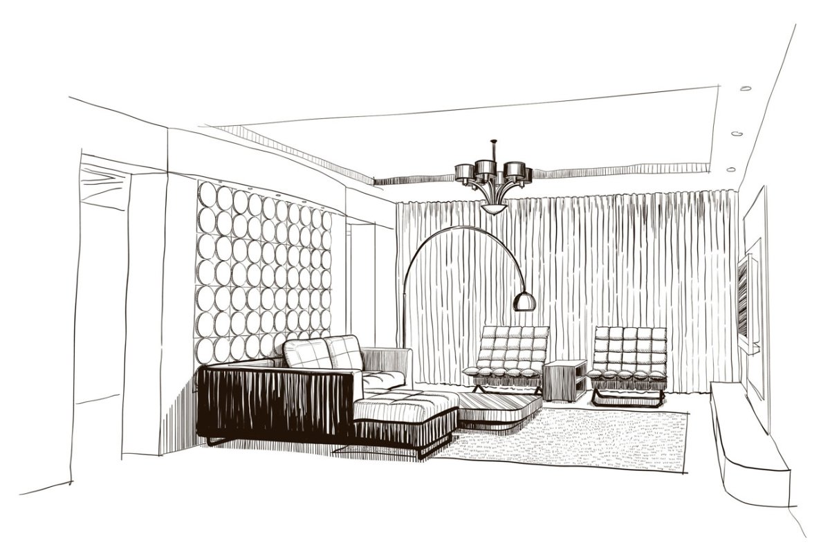 Рисунок комната в стиле модерн