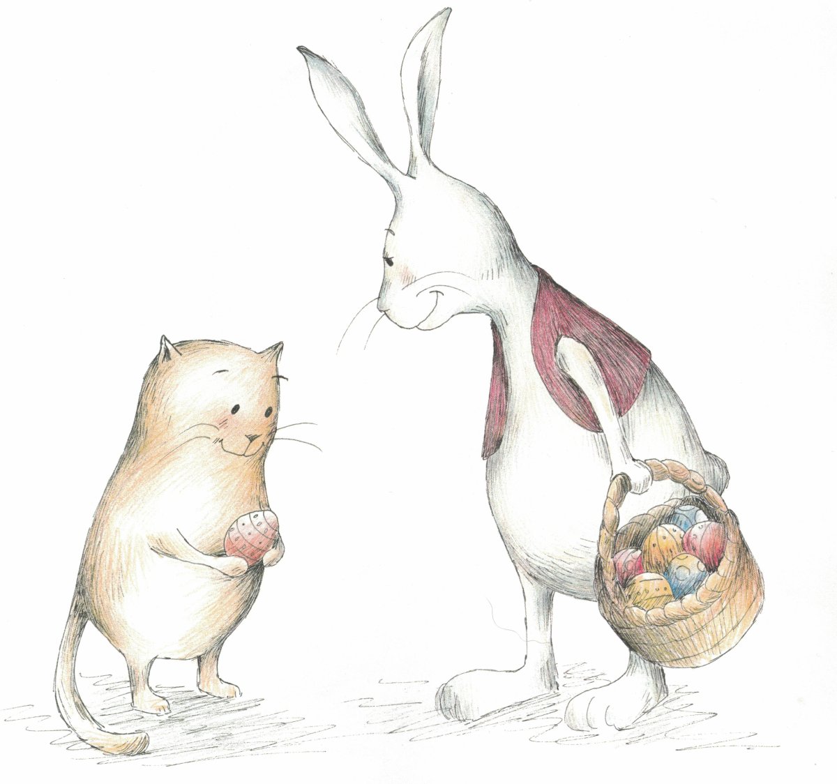 Заяц и кот рисунок