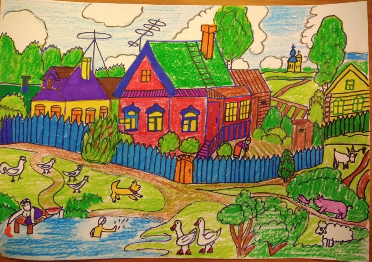 Рисунок на тему родная деревня