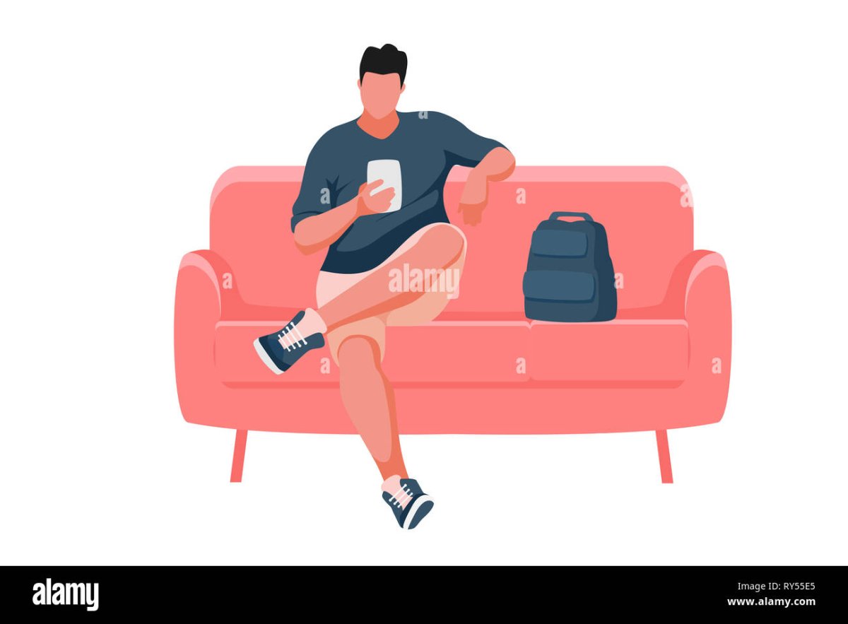 Сидящий человек рисунок на диване