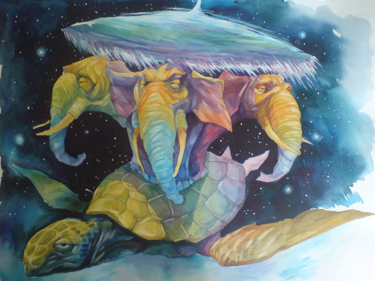 Рисунок три слона на черепахе