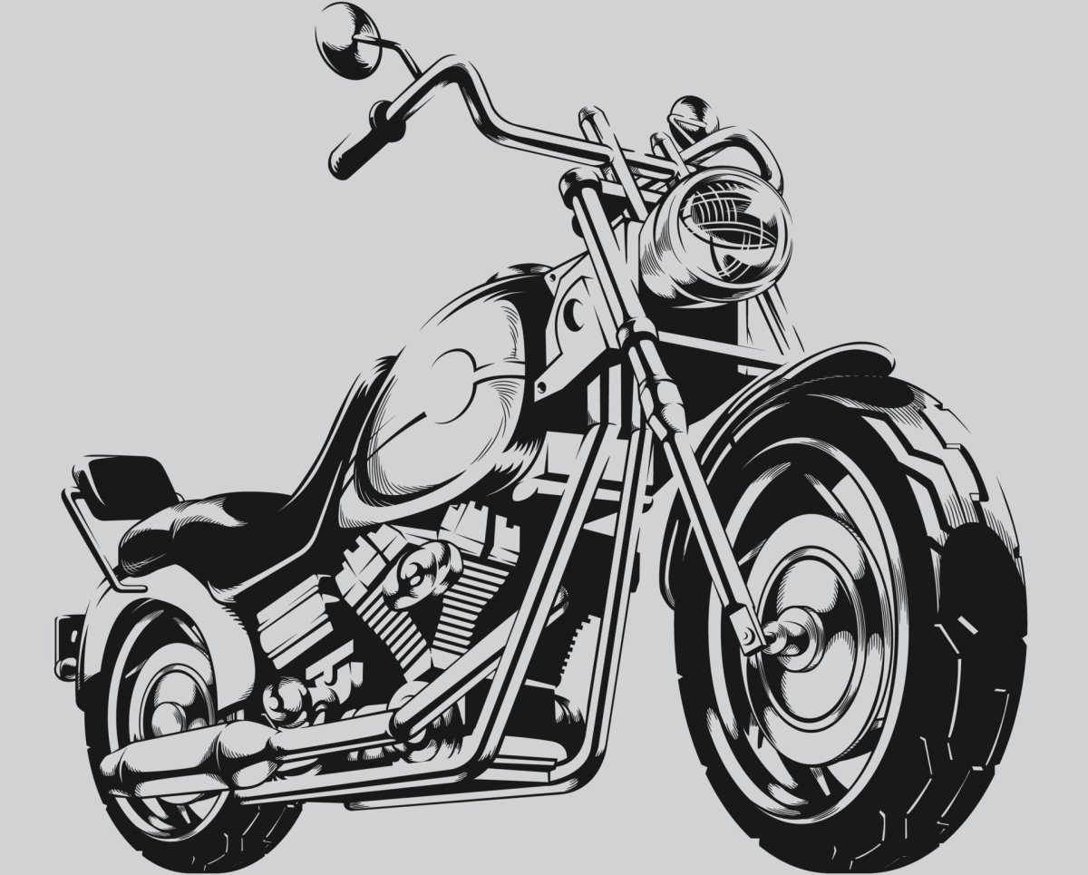 Мотоцикл рисунок черно белый