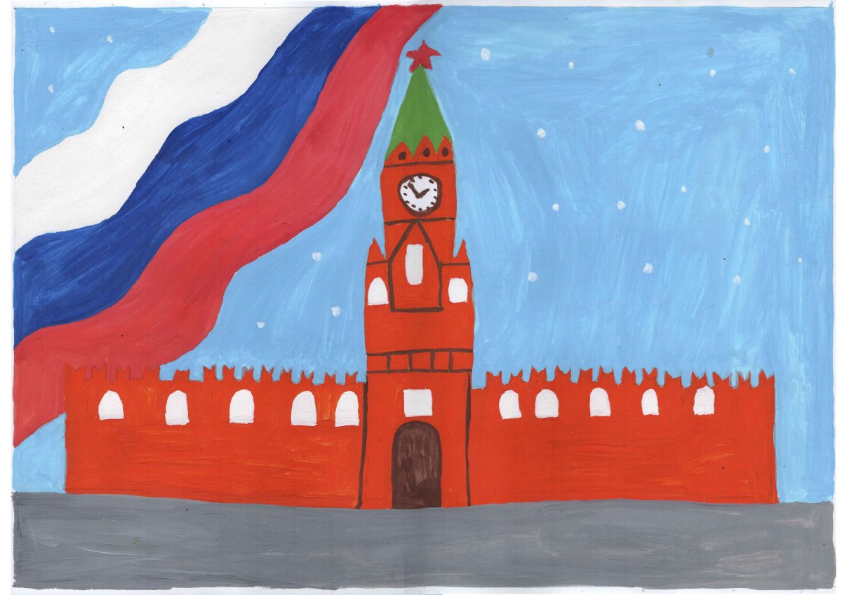 Кремль рисунок красками