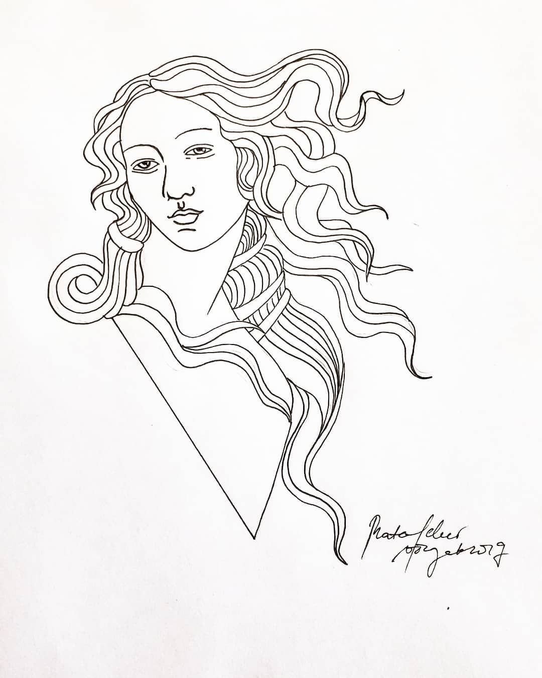 Богиня нарисованная карандашом
