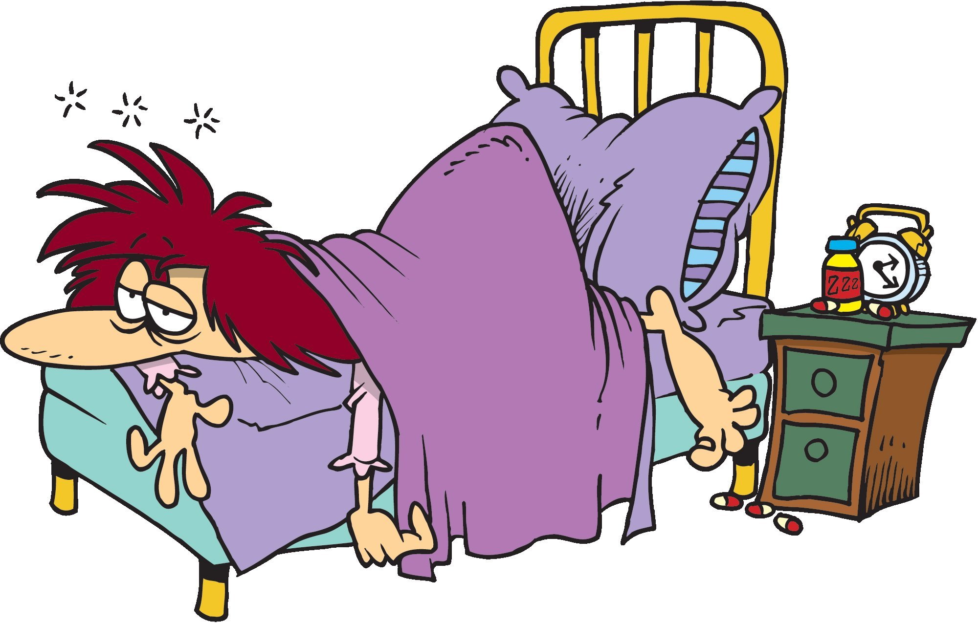 Ночью ехать лень пробыл. Карикатура больной в кровати. Больной человек карикатура. Бессонница карикатура. Уставшая женщина карикатура.