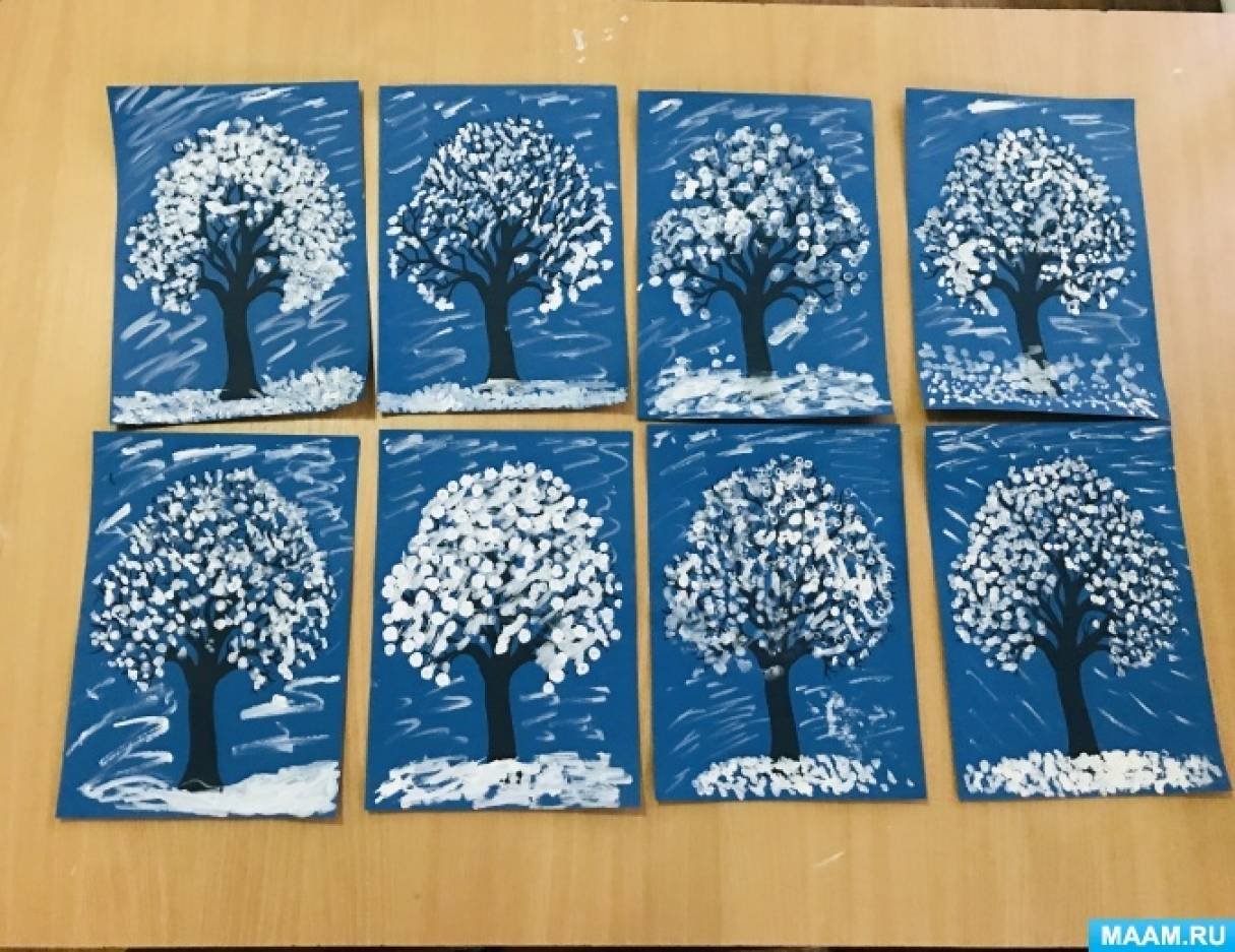 Деревья в снегу вторая младшая группа. Рисование«деревья в снегу» (т.с. Комарова. Занятие 58). Рисование зимнее дерево в подготовительной группе. Зимнее дерево ватными палочками. Зимнее дерево в нетрадиционной технике рисования.