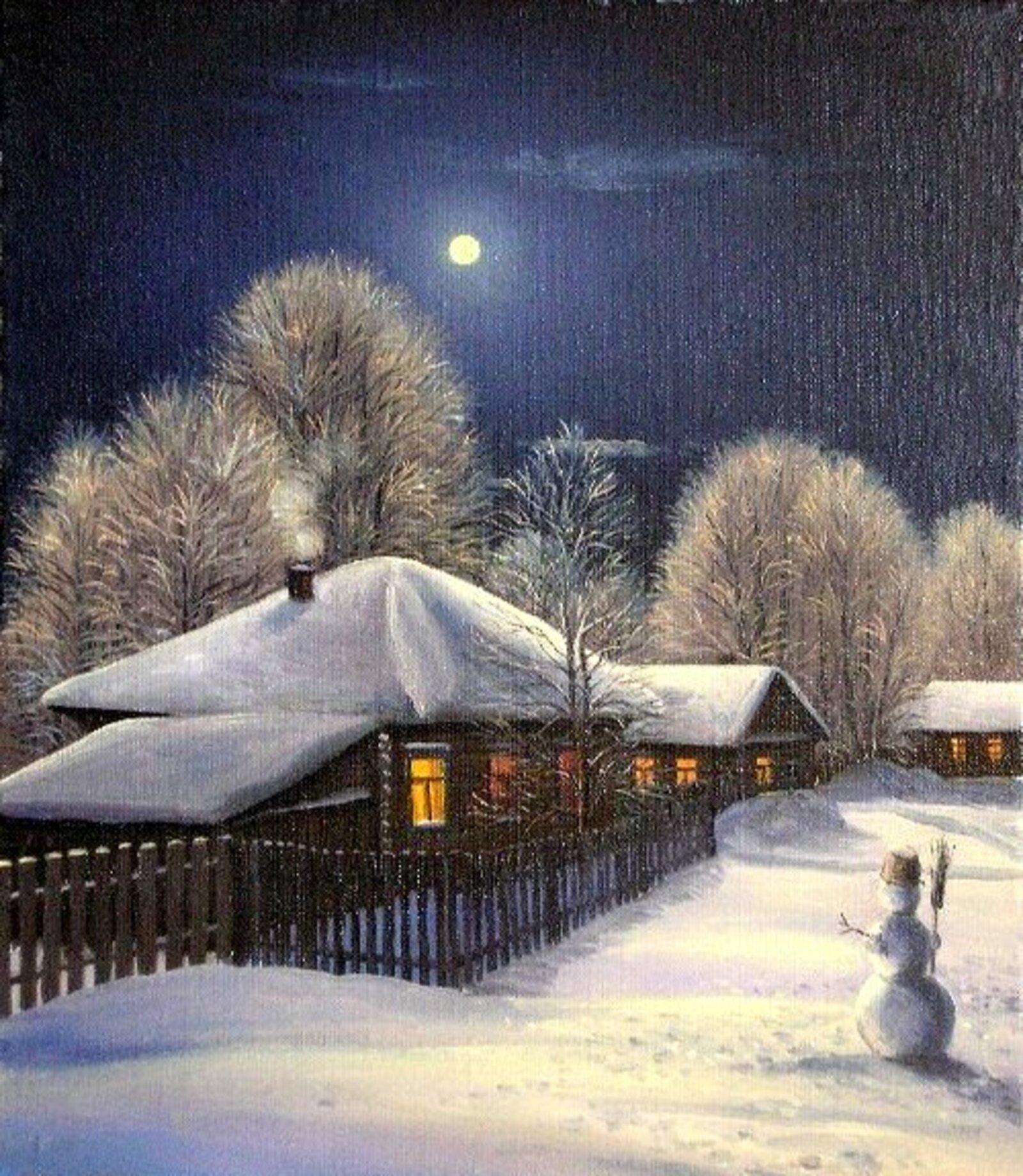 Стояла тихая морозная ночь. Зимний деревенский пейзаж. Зимняя ночь в деревне. Деревня зимой. Зимний вечер в деревне.