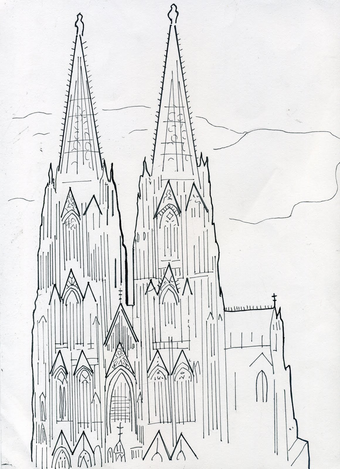 Кельнский собор рисунок