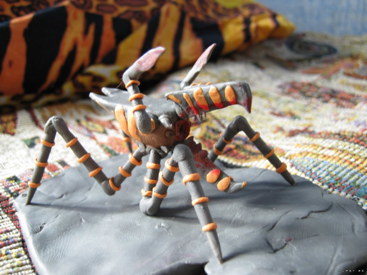 Верблюжий паук из пластилина