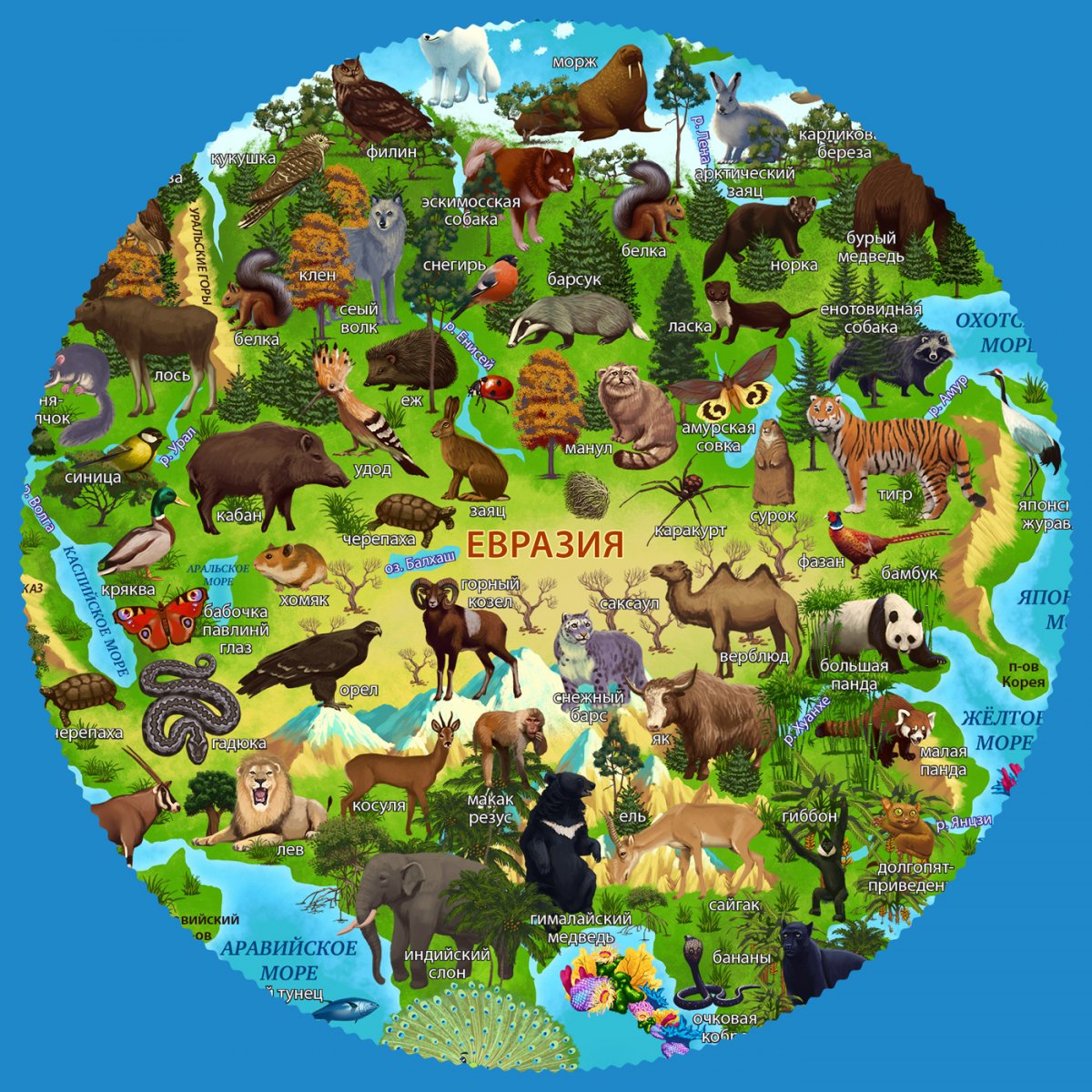 Карта мира для детей "животный и растительный мир земли" Globen Челябинск