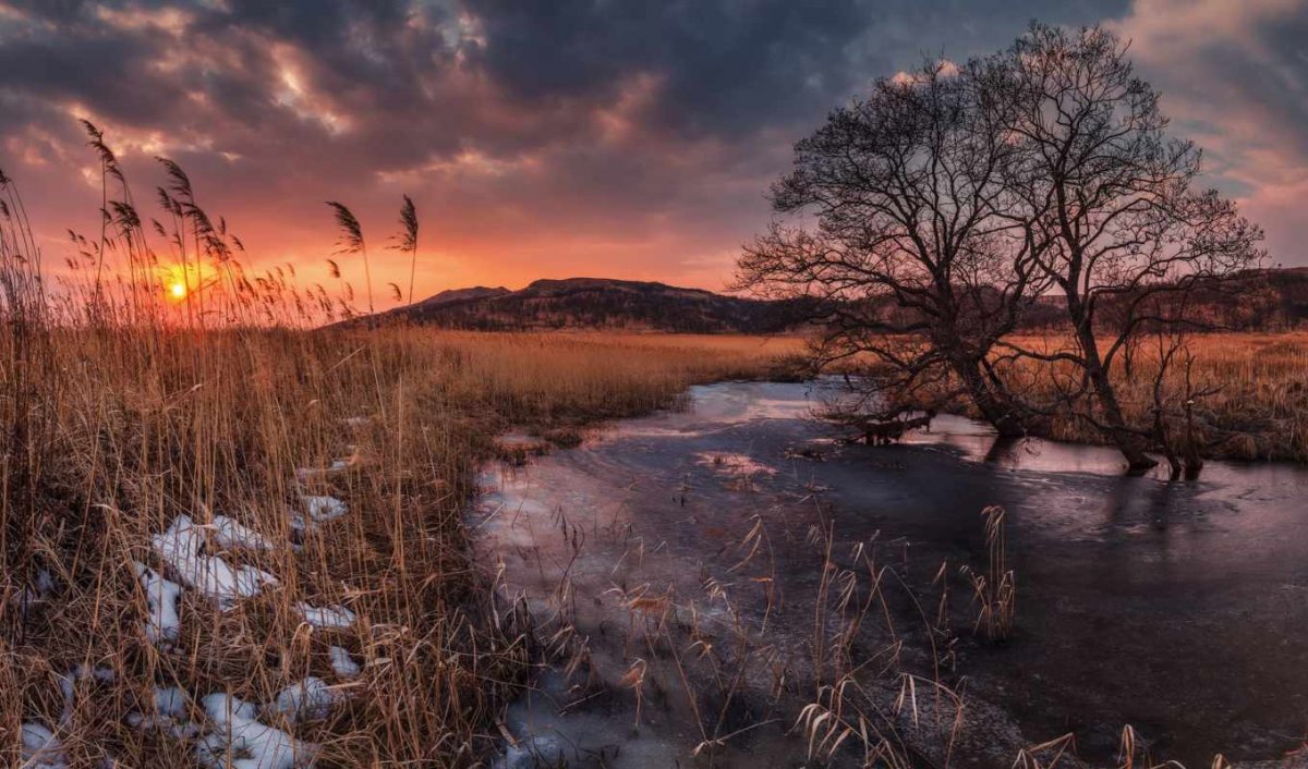Закат Весна речка