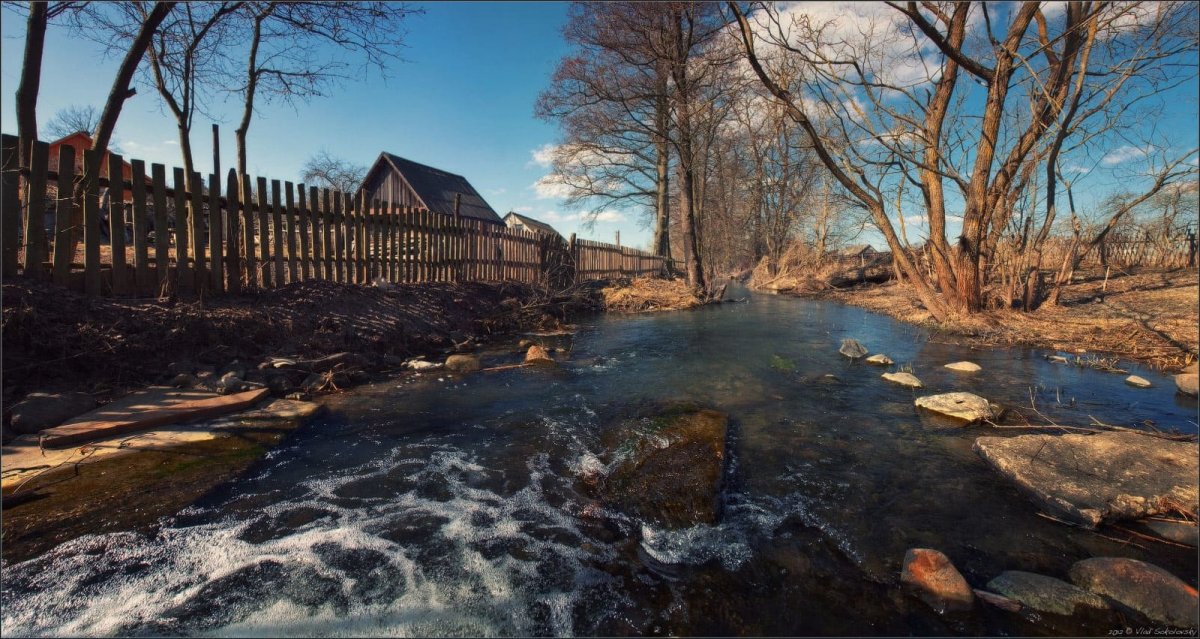 Снег Весна деревня