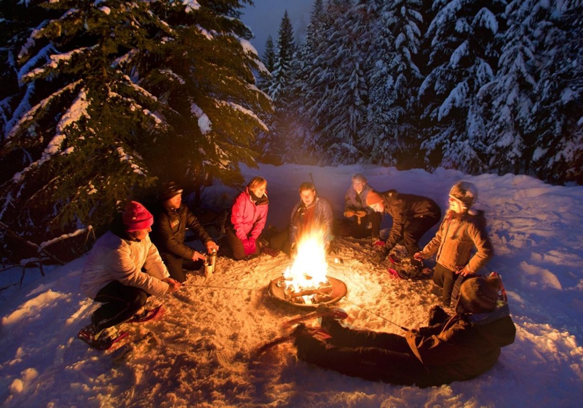 Столик в зимнем лесу