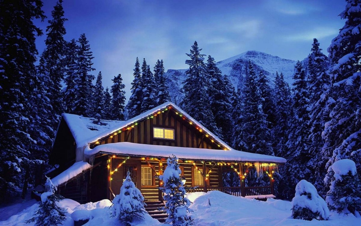 Домик в лесу зимой