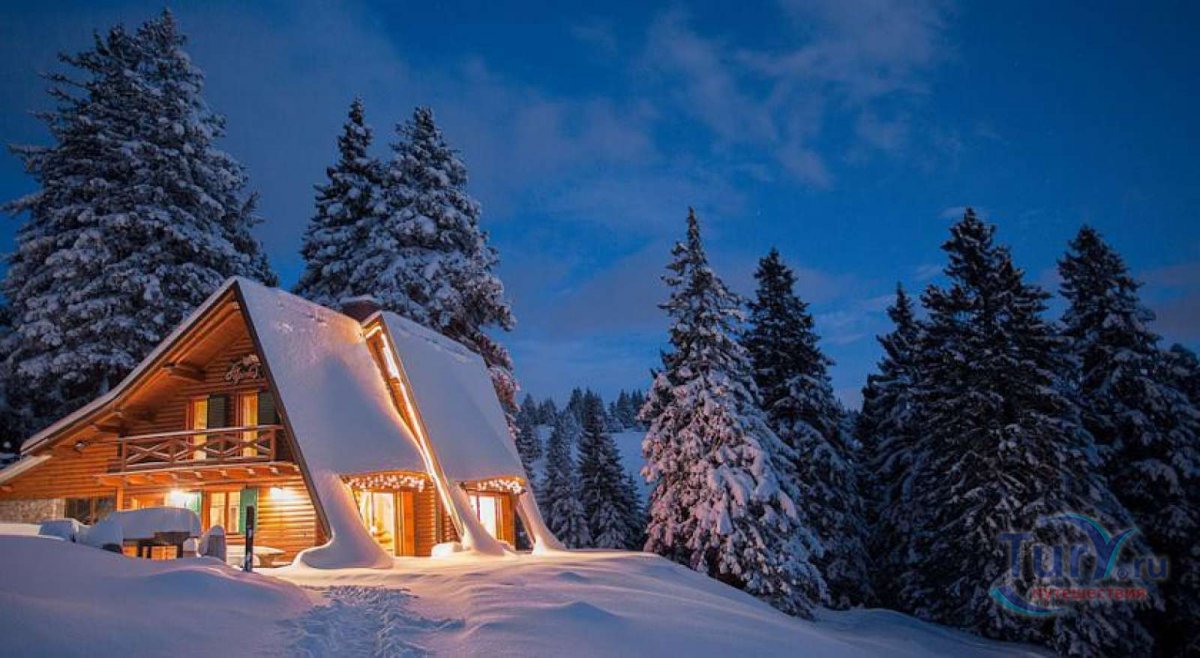 Дом в лесу зимой