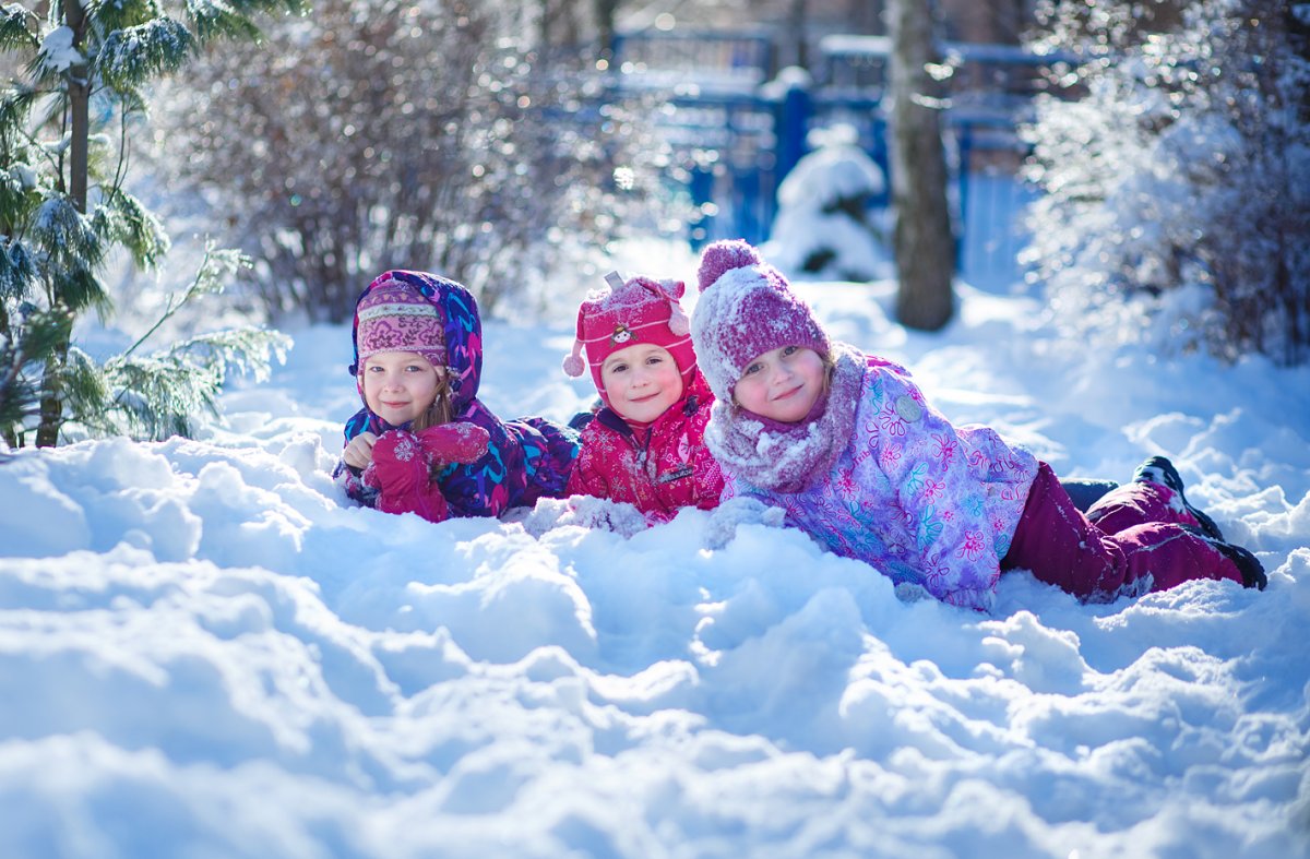 Фон обои дети зима развлечение