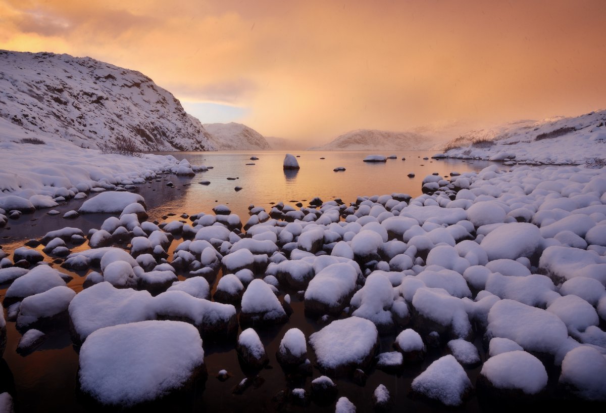 Териберка зимой Полярная ночь