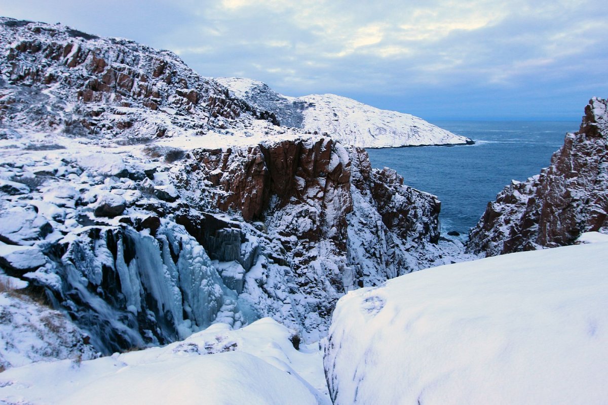 Териберка водопад зима
