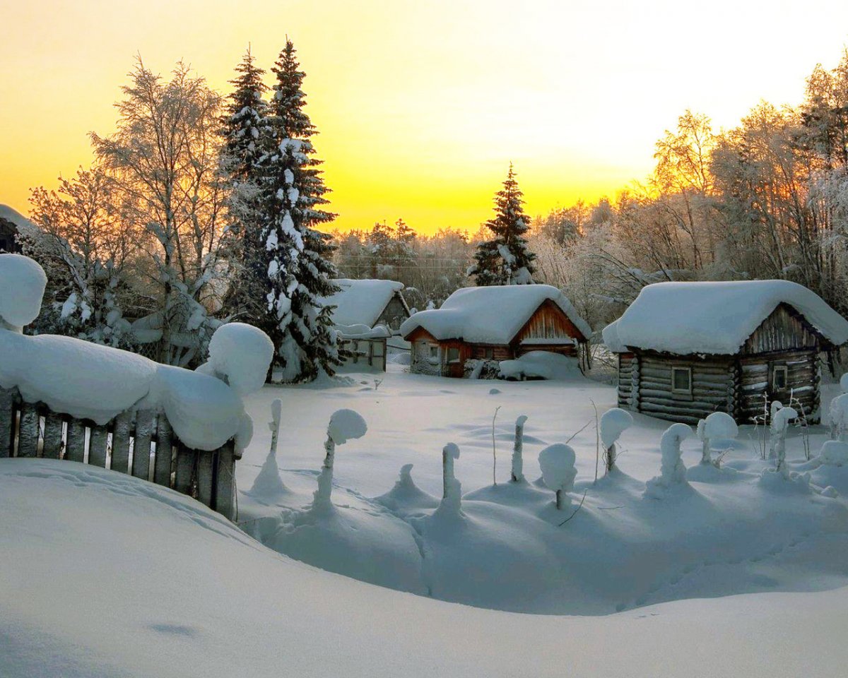 Деревня в снегу